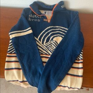 Blue and Tan Dutch Bros Sweater